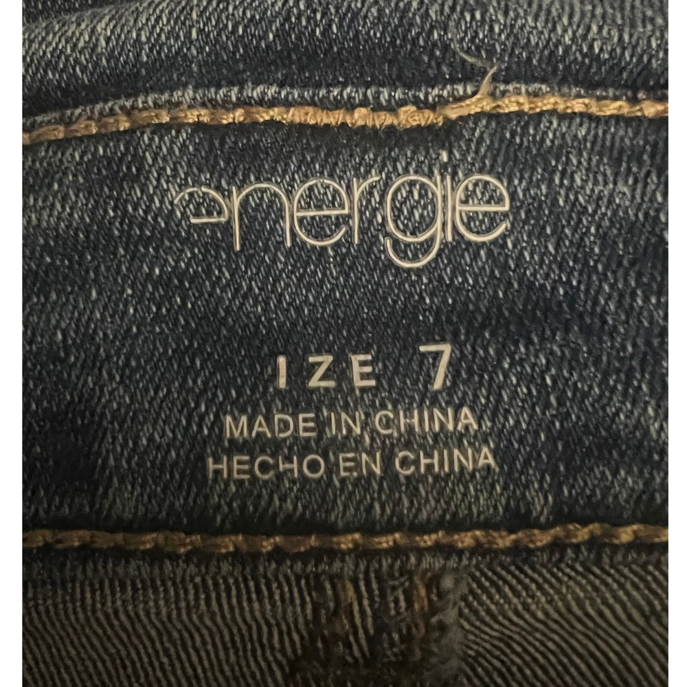 Energie Junior's Paperbag Waist Straight Leg Jeans Size 7‎ Dark Wash Belted - Picture 3 of 6